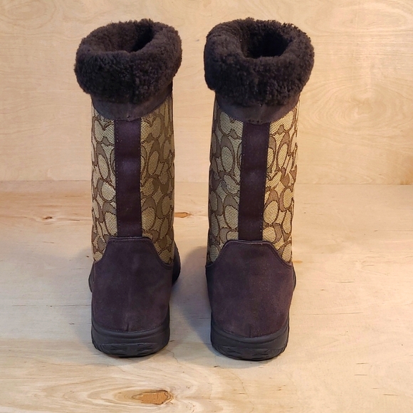 Coach Sherman Signature Brown Suede Chestnut Womens Boots - Picture 6 of 10